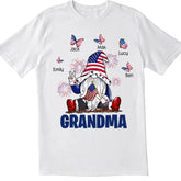 4th Of July Independence Day Gnome Grandma - Personalized T-Shirt, Independence Day Gift For Grandma