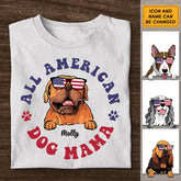All American Dog Mama- Personalized T-Shirt - 4th July TS - PT3842