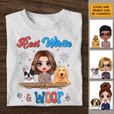 Red White & Woof- Personalized T-Shirt - 4th July TS - PT3845