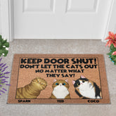 Personalized Keep Door Shut Doormat - Up to 6 Cats - Decorative Mat - Custom Doormat