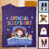 Official Sleep Shirt, Cute Girl With Her Dog, Dog Mom Gift, Personalized Dog Lover T-shirt