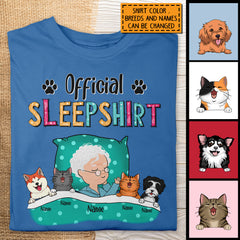 Official Sleep Shirt, Old Lady With Her Dogs & Cats, Personalized Dog & Cat Lovers T-shirt