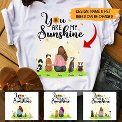 You Are My Sunshine Sunrise Hugging girl, dog, cat personalized T-Shirt TS-HR121B