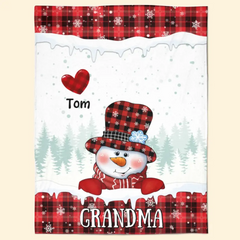 Christmas Snowman Nana - Personalized Custom Blanket - Christmas Gift For Grandma, Mom, Family Members