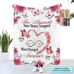 Personalized Blanket - Gift For Family Member - The Moment Your Heart Stopped, Mine Changed Forever