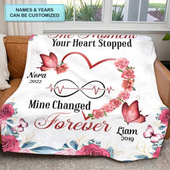 Personalized Blanket - Gift For Family Member - The Moment Your Heart Stopped, Mine Changed Forever