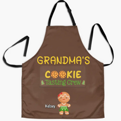 Grandma's Cookie Tasting Crew - Personalized Custom Apron - Christmas, Mother's Day Gift For Grandma, Mom, Family Members