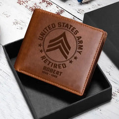 Personalized US Military Veteran Handmade Leather Wallet