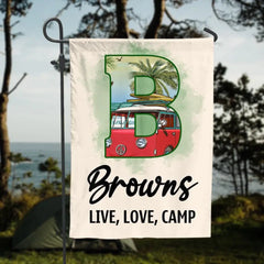 Custom Name Family Camping - Personalized Garden Flag, Gift For Camping Lovers - GF158