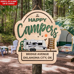 Happy Campers - Personalized Wooden Sign, Sign For Camping Lover - DS730