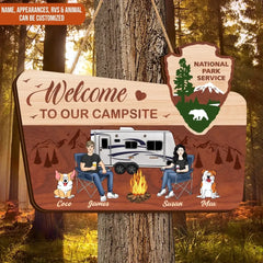 Welcome To Our Campsite - Personalized Wooden Sign, Gift For Camping Lovers - DS729