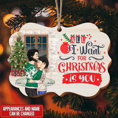 All I Want For Christmas Is You - Personalized Wooden Ornament, Christmas Gift For Couple, Husband & Wife