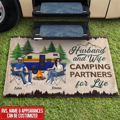 Husband and Wife, Camping Partners For Life -  Personalized Doormat, Gift For Camping Lovers