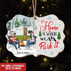 Home Is Where We Park  it - Gift For Camping Lovers - Personalized Custom Wooden Ornament