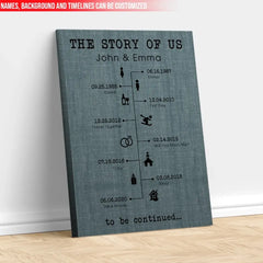 The Story of Us Timeline - Personalized Canvas For Couple, Custom Canvas, Anniversary Gift