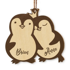 Penguins In Love Penguin Ornament Personalized Wood Ornament Couples Ornament Xmas Gift For Couple