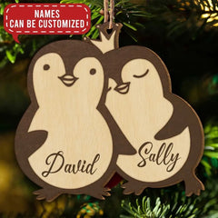 Penguins In Love Penguin Ornament Personalized Wood Ornament Couples Ornament Xmas Gift For Couple