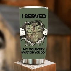 Custom Personalized Veteran Tumbler - Gift Idea For Veteran/Veterans Day - I Served My Country