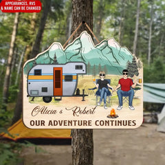 Our Adventure Continues - Personalized Wooden Sign, Sign Gift For Camping - DS744