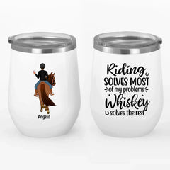 Personalized Wine Tumbler, Girls Riding and Drinking, Gift for Horse, Drinking Lovers