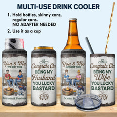 Congrats On Being My Husband - Loving Gift For Couples - Personalized Custom 4 In 1 Can Cooler Tumbler