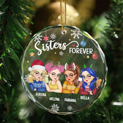 Besties Forever Christmas - Personalized Circle Glass Ornament