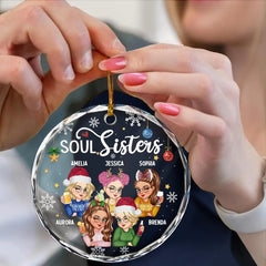 Besties Forever Christmas - Personalized Circle Glass Ornament