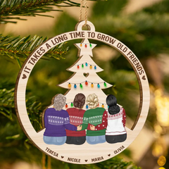 Grow Old Friends - Personalized Wooden Cutout Ornament