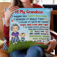 Grandma Mother Hugged This Soft Pillow - Gift For Granddaughter, Grandson, Kids - Personalized Pillow