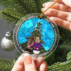 It Takes A Long Time Grow An Old Friend Bestie - Personalized Stained Glass Ornament