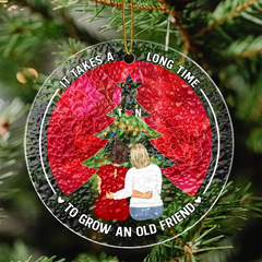 It Takes A Long Time Grow An Old Friend Bestie - Personalized Stained Glass Ornament