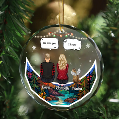 Christmas Memorial Sitting On Moon I Miss You - Personalized Circle Glass Ornament