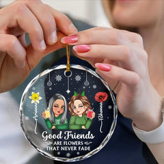 Birth Month Flower It Takes A Long Time To Grow An Old Friend - Personalized Circle Glass Ornament