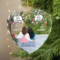 Always In My Heart Memorial Family - Personalized Heart Shaped Glass Ornament