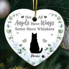 Memorial Not All Angels Have Wings Some Have Whiskers - Personalized Heart Ceramic Ornament