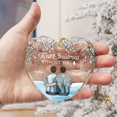 Memorial First Christmas Without You - Personalized Heart Shaped Glass Ornament