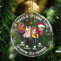 It Takes A Long Time To Grow An Old Friend Christmas Friendship - Personalized Circle Glass Ornament