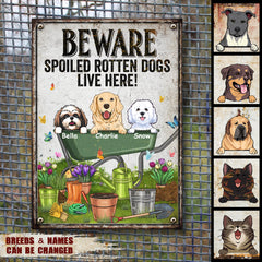 Warning Metal Garden Sign, Gifts For Dog Lovers, Beware Spoiled Rotten Dogs Live Here Funny Warning Signs