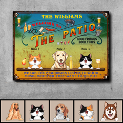 Metal Backyard Patio Signs, Gifts For Pet Lovers, Where The Neighbors Listen To Good Music Personalized Family Sign