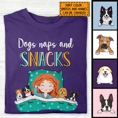 Dogs Naps And Snack, Girl And Dogs, Personalized Dog Breeds T-shirt, Gifts For Dog Lovers
