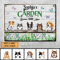 Metal Garden Sign, Gifts For Pet Lovers, Grown With Love Plant & Butterfly Personalized Housewarming Gifts