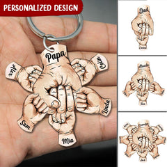 Grandpa, Papa, Daddy Hands Print Personalized Acrylic Keychain KNV17MAY22NY1