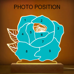 Custom Photo Rose Shape - Loving, Birthday Gift For Mom, Mum, Mother, Grandma, Nana - Personalized 3D Led Light Wooden Base