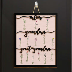 Mom Grandma Great Grandma - Personalized 2 Layers Wood Sign