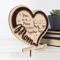 Motherhood Is The Greatest Thing - Family Personalized Custom 2-Layered Wooden Plaque With Stand - House Warming Gift For Mom