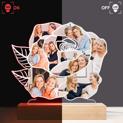 Custom Photo Rose Shape - Loving, Birthday Gift For Mom, Mum, Mother, Grandma, Nana - Personalized 3D Led Light Wooden Base