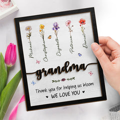 Thank You For Helping Us Bloom - Family Personalized Custom 2-Layered Wooden Plaque With Stand - House Warming Gift For Mom, Grandma