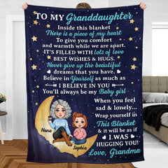 To My Granddaughter With Moon & Stars - Personalized Blanket - Best Gift For Daughter, Granddaughter