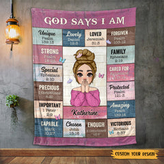 God Says I Am Pink - Personalized Blanket - Meaningful Gifts for Christmas